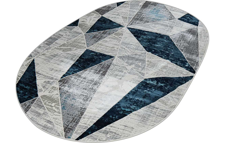 Геометрический абстрактный ковер 37515A OVAL BLUE FLS / L.GREY Kleopatra