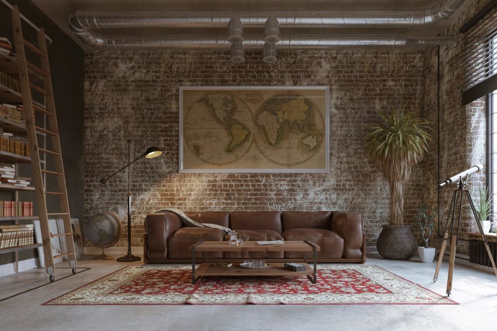 Винтажный ковер в интерьере лофт Винтажный ковер в интерьере лофт